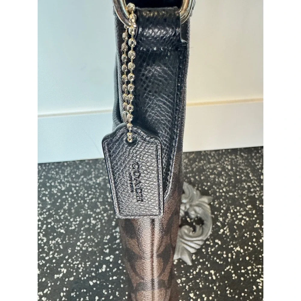 Coach Signature Brown Canvas Crossbody Bag Zip Top Classic Monogram - Picture 4 of 16